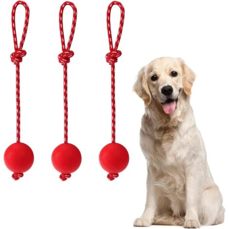 3 Stück Elastische Hundespielzeug Ball mit Seil, Naturkautschuk Wurfball Hund, Langlebig, Weich und Elastisch, Haustier Ball Spielzeug mit Seil, für Haustiere Hunde Ausbildung Spielen Übung