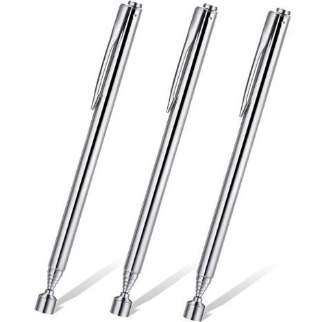 3 Stück magnetische Teleskopwerkzeuge, Tonabnehmer-Magnet, tragbare ausziehbare magnetische Teleskopstange, magnetische Tonabnehmer-Verlängerungsstange, Teleskopstange mit Taschenclip
