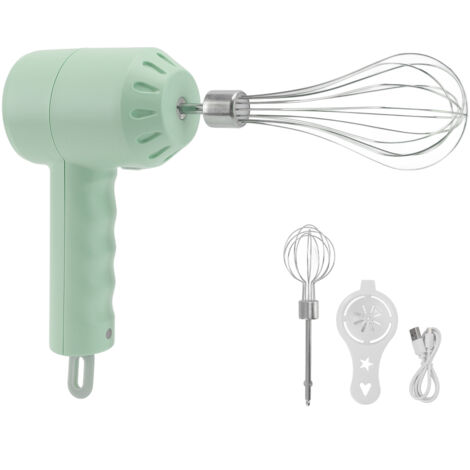 3-stufiger, kabelloser 20-W-Handmixer zum Backen, tragbarer Schneebesen, Grün
