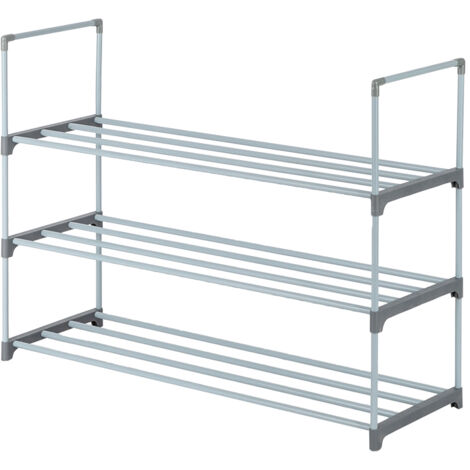 3-stufiger Schuhständer, Schuhturm, Regal-Aufbewahrungs-Organizer für Schlafzimmer, Eingangsbereich, Flur und Schrank, Farbe Grau