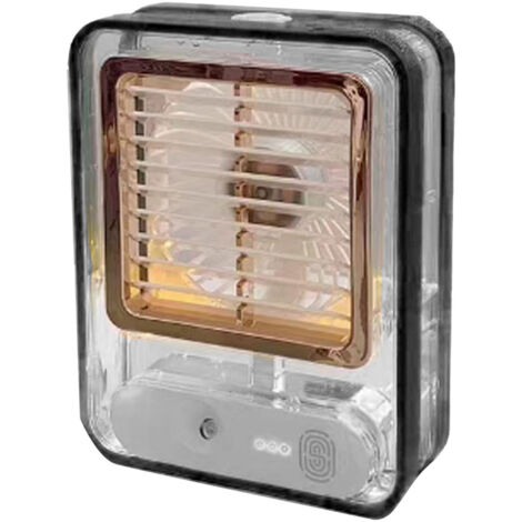 3-stufiger USB-Tischventilator mit Nebelfunktion, leise mit Nachtlicht für Schlafzimmer, Büro und Reisen, Schwarz