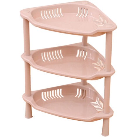3-stufiges Badezimmerregal, Wandmontage aus PP, Aufbewahrung für Bad oder Küche, Khaki, Dreiecksdesign