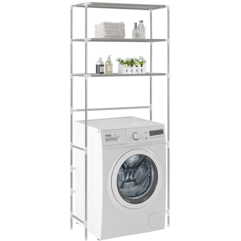 Waschmaschinenregal 3 Ablagen Silbern 69x28x169 cm Vidaxl