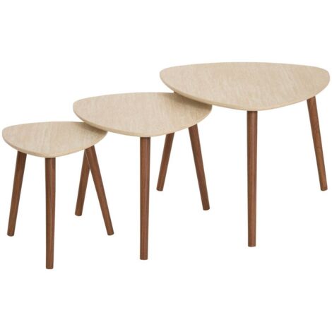 3 tables gigognes Mileo sable - Atmosphera créateur d'intérieur