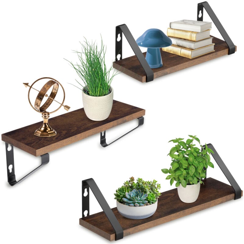 Lot de 3 étagères murales design Style industriel Montage facile