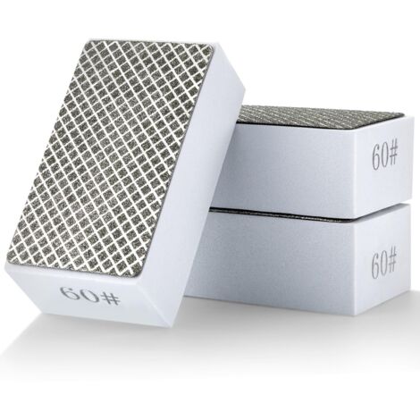 3 tampons de polissage à main diamantés, tampon abrasif diamanté grain 60, bloc abrasif réutilisable pour béton, céramique, verre, pierre, granit, marbre, carreaux, pierre, métal