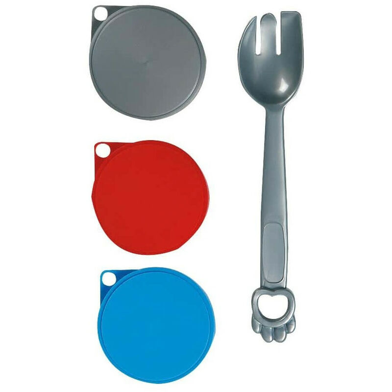 

3 tapas para caja ø 7,5 cm y cuchara.para gato.