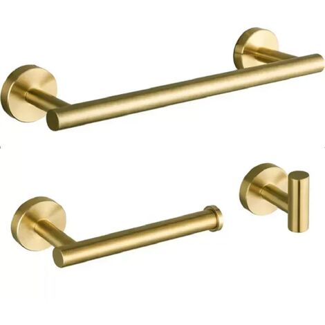 3 teile/satz Bad Hardware Set Gold Polnischen Bademantel Haken Handtuch Schiene Bar Rack Bar Regal Tissue Papier Halter Bad Zubehör,Gold,30cm towel hook set,Russische Föderation