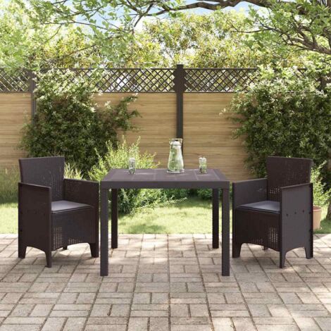 3-teilige Gartentischset mit Kissen Braun Poly Rattan vidaXL841254