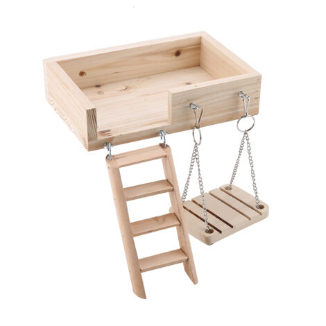 3-teilige Kletterleiter aus Holz für Hamster, lustige Schaukelplattform für Kleintiere