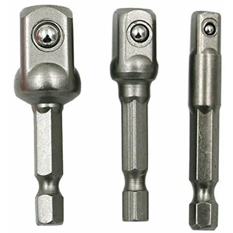 3-teiliger Chrom-Vanadium-Stahl-Steckschlüssel-Adapter, Sechskantschaft auf 1/4 Zoll, 3/8 Zoll, 1/2 Zoll Verlängerungsbohrer, Sechskant-Bit-Set, Elektrowerkzeuge