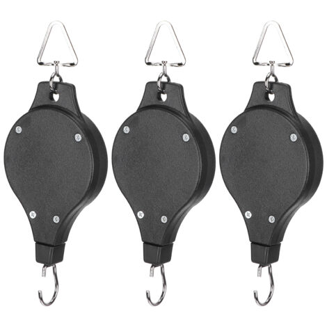 3-teiliger, einziehbarer Flaschenzughaken für Pflanzenampeln und Vogelkäfige, 20–90 cm