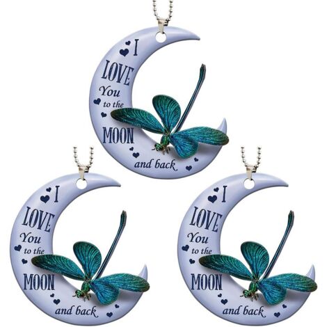 3-teiliger Frosch-auf-dem-Mond-Autoschmuck, Acryl-Weihnachtsbaumschmuck, Weihnachtsgeschenke