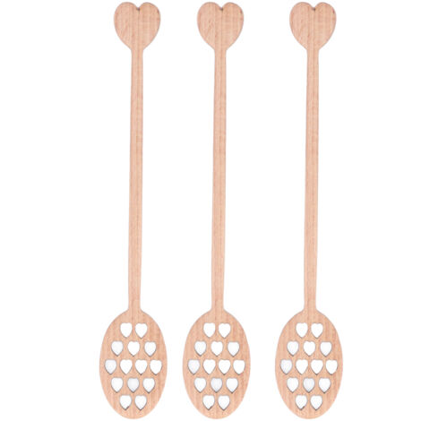 3-teiliger Honigmischer aus Kirschholz mit Herzmotiv, Küchenutensil für den Tisch