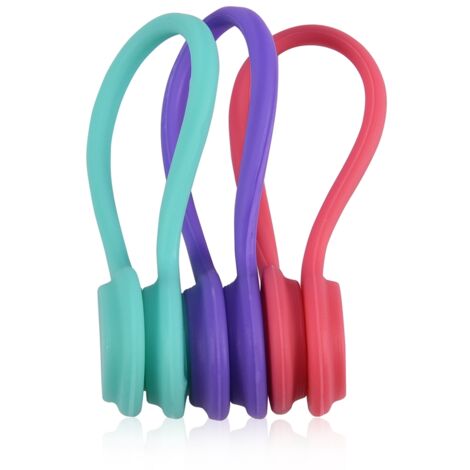 3-teiliger magnetischer Kabelorganizer aus Silikon für Kopfhörer – Lila, Rot, Blau