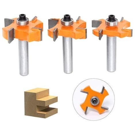 3-teiliger Nut- und Federschneider, 4 Klingenkugeln, 8-mm-Schaft T – Holzschneider, Holzbearbeitungswerkzeuge für Türen, Tische, Regale, Wände und mehr