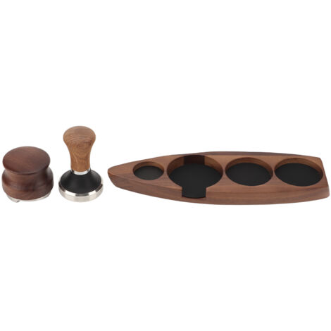 3-teiliger Ständer aus Walnussholz für Tamper, Spender und 51/53-mm-Basis, mit Gummibeschichtung und Edelstahl, Barista-Zubehör.