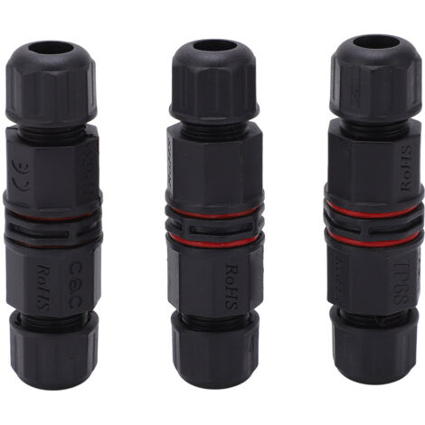 3-teiliger, wasserdichter 3-Pin-Stecker (IP68) für LED-Außenbeleuchtungskabel und Springbrunnen
