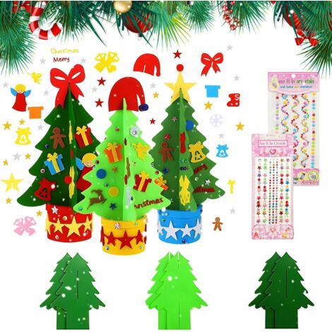 3-teiliger Weihnachtsbaum aus Filz, Weihnachtsbaum-Bastelsets aus Filz für Kinder, DIY-Weihnachtsbaum aus Filz, Weihnachtsdekorationsset, Weihnachtsbaum aus Filz