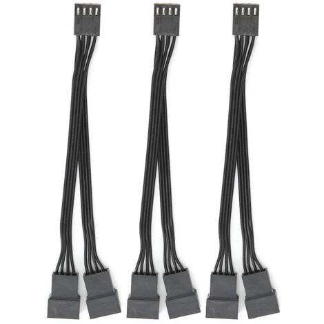 3-teiliges 4-Pin 1-zu-2 Y-Splitterkabel für PC-Lüfter und Netzteil