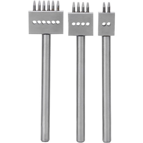 3-teiliges Ahlenset aus Leder, Stahl, silberfarben, 2/4/6 Zähne, für DIY-Bastelarbeiten (4 mm Löcher)