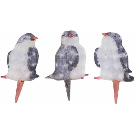 3-teiliges beleuchtetes Pinguin-Weihnachtsdeko-Set für drinnen und draußen, Garten- und Rasendekoration