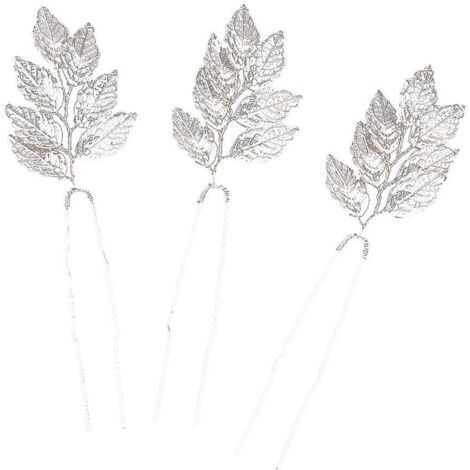 3-teiliges Brauthaarspangen-Set, Kopfschmuck, silberne Kristallblatt-Brauthaarspangen, Damenbrosche