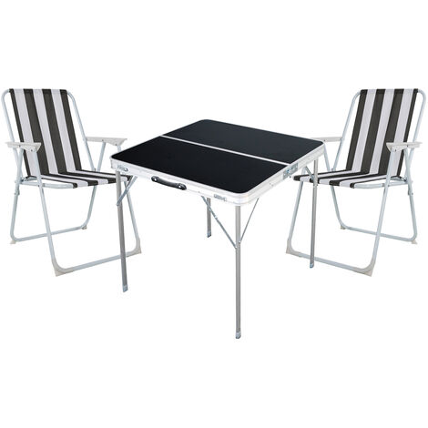 3-teiliges Campingmöbel Set 120x60x58/70cm-MMC330883B+2xMPO2600SA