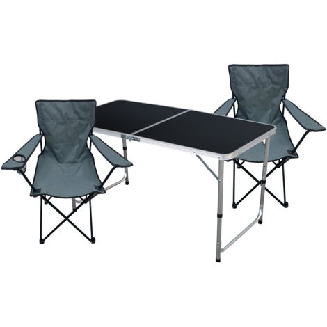 3-teiliges Campingmöbel Set Schwarz -MMC330872B+2xMPO2481