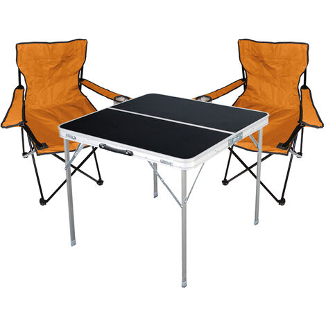 3-teiliges Campingmöbel Set schwarz - orange-MMC330883B+2xMPO2468