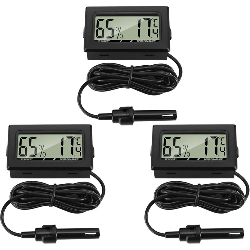 Image of 3-teiliges digitales Thermometer mit externem Sondenhygrometer für Desktop-Reptilien-Inkubator