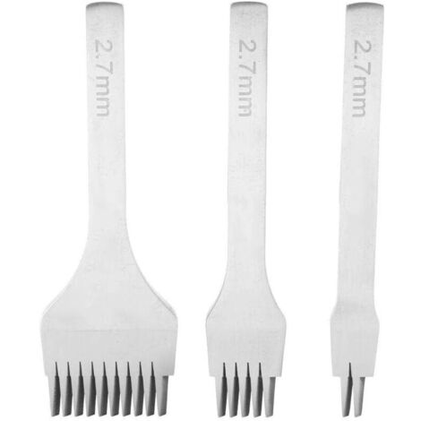 3-teiliges DIY-Lederhandwerks-Werkzeugset: Lederlocher, Ahle, Weißstahl, 2/5/10 mm Zinken für Lederhandwerk, Schnüren, Nähen und Schere (2,7 mm, 3,0 mm, 3,38 mm, 3,85 mm)