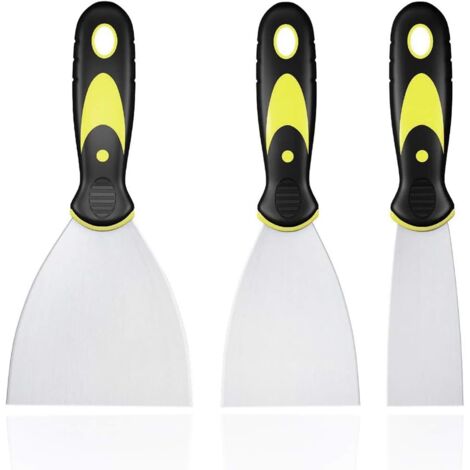 3-teiliges Edelstahl-Spachtel-Set, Putzmesser mit Kunststoffgriff, Spachtel, Spachtelstreifen, DIY-Spachtel für DIY-Dekorations-Farbentfernung