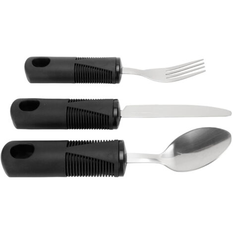 3-teiliges ergonomisches Küchenutensilien-Set für Senioren – Breiter, rutschfester Edelstahlgriff