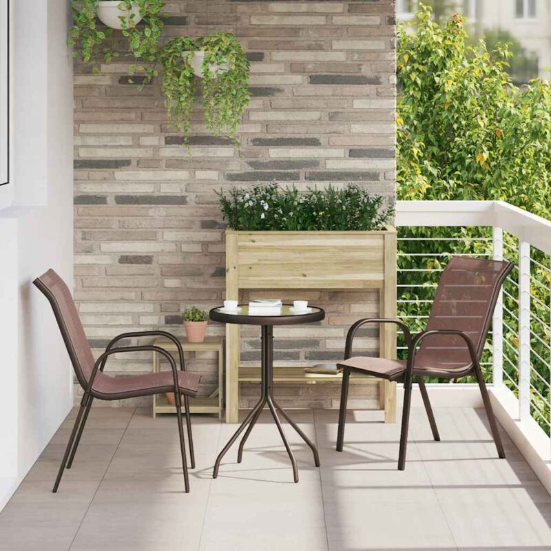 Garten Bistro Set 3 Pcs Braun Stahl Vidaxl