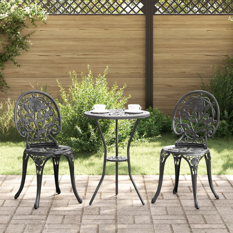 Garten Bistro Set 3 Pcs Schwarz Aluminium Vidaxl