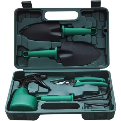 3-teiliges Gartengeräte-Set, leichtes Gartengeräte-Set mit rostfreier Schaufel, Schere, Rechen, Wassersprüher und Tasche