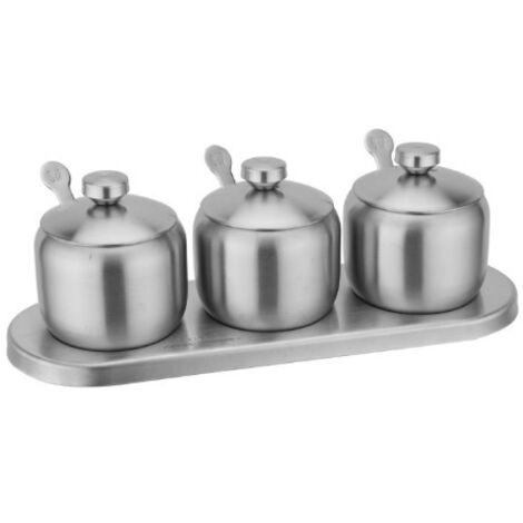 3-teiliges Gewürzbehälter-Set aus Edelstahl, Gewürzglashalter