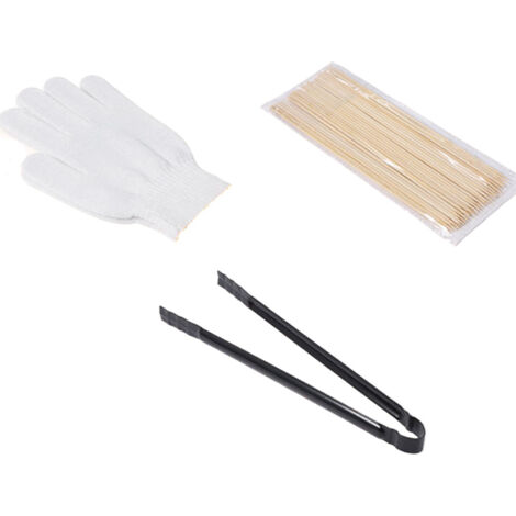 3-teiliges Grillbesteck-Set aus Edelstahl – Praktisches Grillzubehör-Set mit Tragbarer Tasche – Grill-Werkzeuge für Camping und Picknick im Freien — Inklusive Kombihandschuhe, Grillklammern, Bambusspi