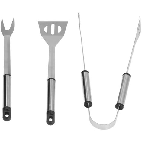 3-teiliges Grillbesteck-Set aus Edelstahl: robuste Gabel, Schaufel und Grillzange