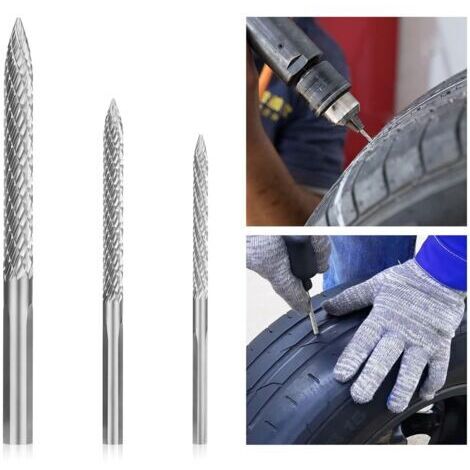 3-teiliges Hartmetall-Reifenreparaturbohrer-Set – 3 mm, 4,5 mm, 6 mm – Werkzeug zur Reparatur von Autoreifen – Reifenreparaturset