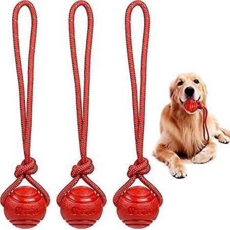 3-teiliges Hundeball-Set mit Seil, schwimmendem Hundespielzeug, Kaubällen für kleine und mittelgroße Hunde, 5 x 29 cm