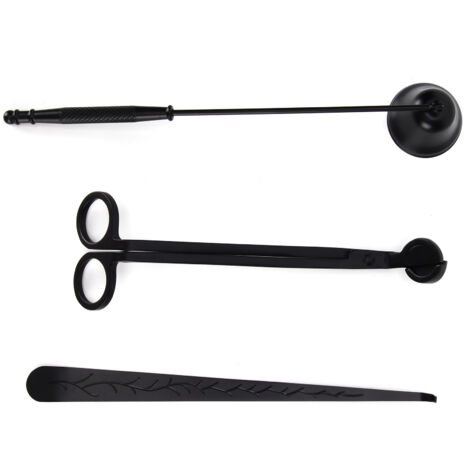 3-teiliges Kerzenzubehör-Set: Dochtschneider, Kerzenlöscher und Dimmer – Geschenkidee – Schwarzes Kerzenzubehör