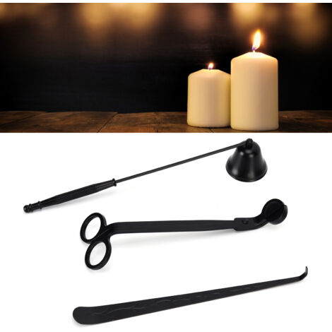 3-teiliges Kerzenzubehör-Set, schwarzer Dochtschneider, Kerzenlöscher, Kerzenlöffel