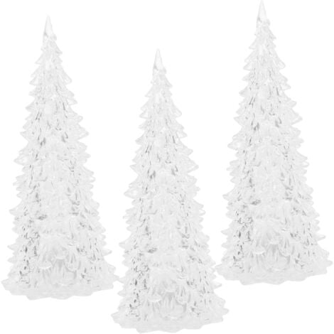 JALLERIA 3-teiliges LED-beleuchtetes Acryl-Weihnachtsbaum-Set, festliche Tischdekoration für Zuhause, Büro und Geschäfte