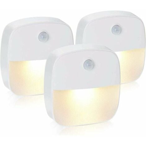 READCLY 3-teiliges LED-Nachtlicht, selbstklebende Wand-Nachtlampe mit Bewegungssensor und Lichtsensor, LED-Kinder-Nachtlicht für Babyzimmer, Schlafzimmer, Garage und Flur (Warmweiß)