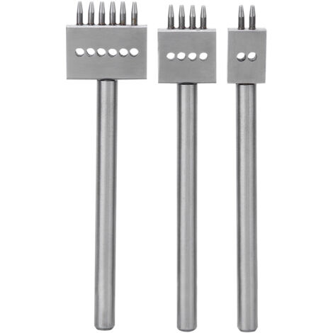 3-teiliges Locherset aus Stahl mit 2/4/6 Zähnen für Heimwerkerprojekte im Bereich Lederverarbeitung – 5-mm-Löcher