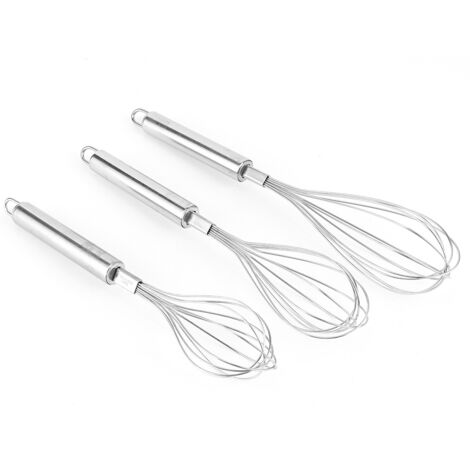 3-teiliges manuelles Schneebesen-, Milchaufschäumer- und Rührset aus Edelstahl für Küche und Backen