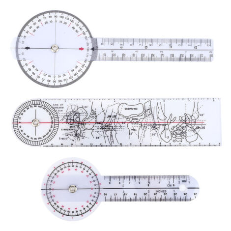 3-teiliges medizinisches Wirbelsäulengoniometer-Set (6/8/10 Zoll) mit 360°-Kunststoffwinkelmesser