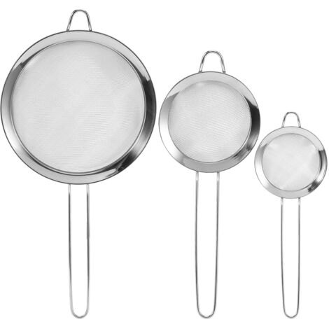 3-teiliges Mehlsieb-Set aus Edelstahl, Lebensmittelsieb, Küchenutensilien